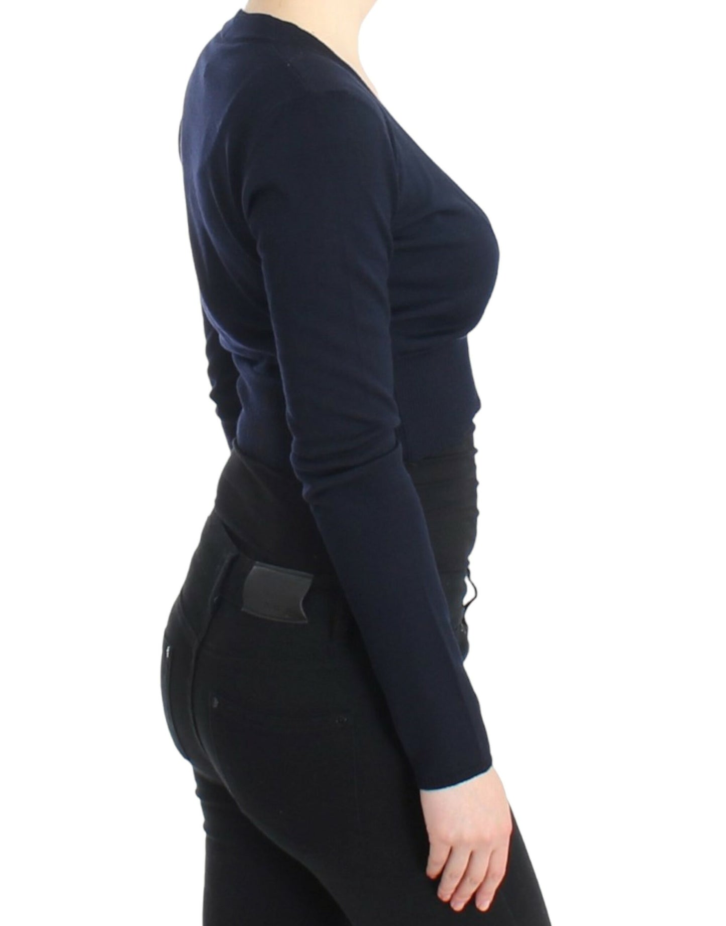 Cardigan en laine bleu court de Cavalli