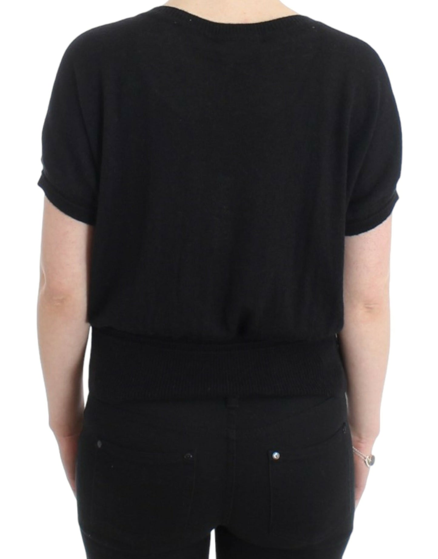 Pull noir à manches courtes de Cavalli
