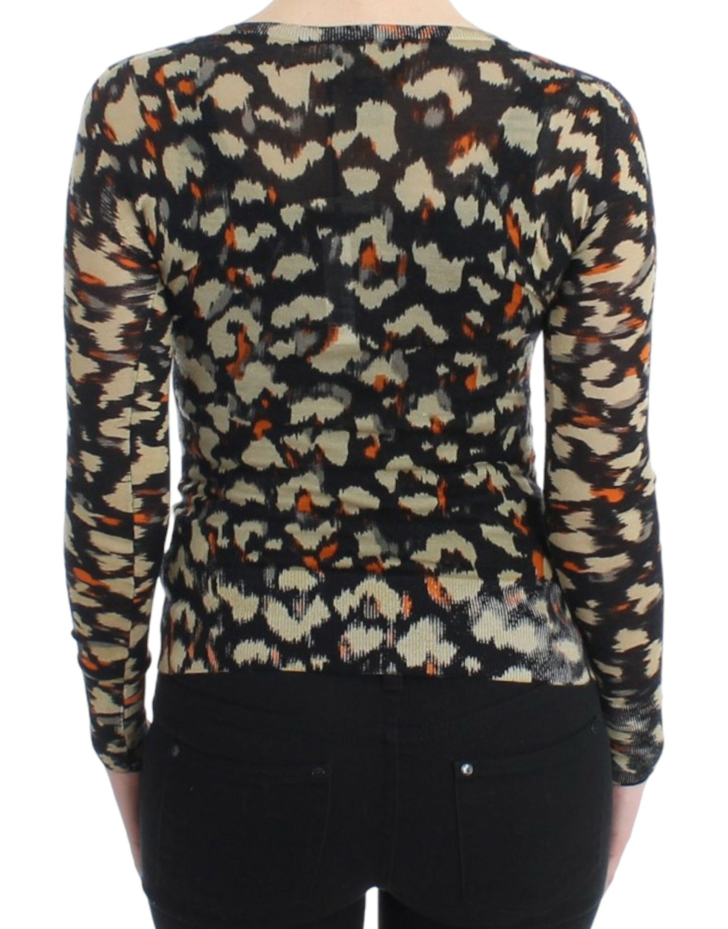 Pull en laine à col en V multicolore de Cavalli