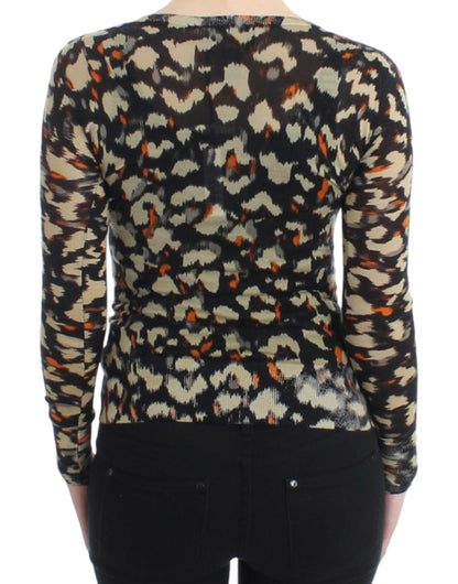 Pull en laine à col en V multicolore de Cavalli