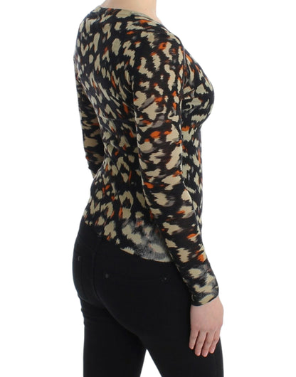 Pull en laine à col en V multicolore de Cavalli