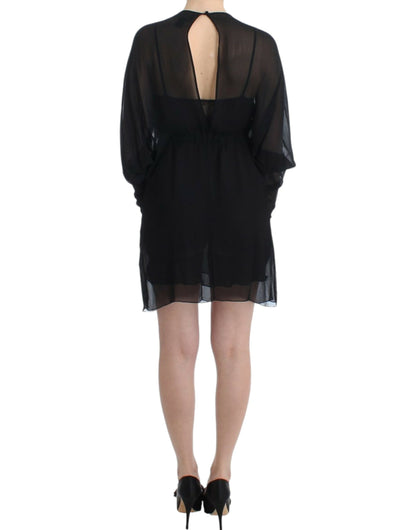 Robe en soie noire à manches longues de Cavalli