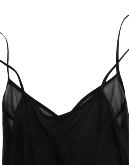 Robe en soie noire à manches longues de Cavalli