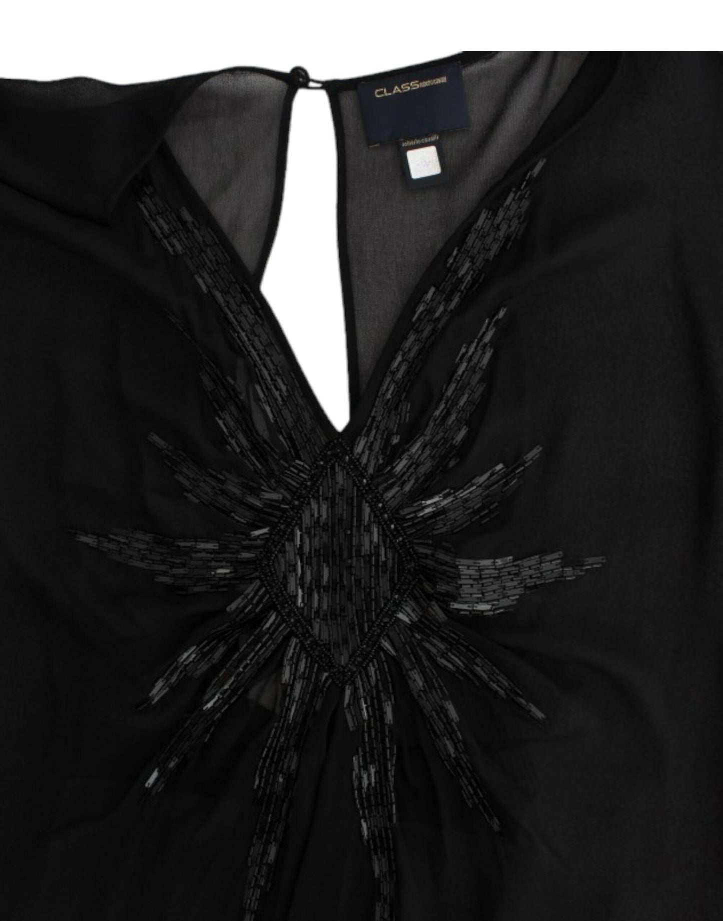Robe en soie noire à manches longues de Cavalli