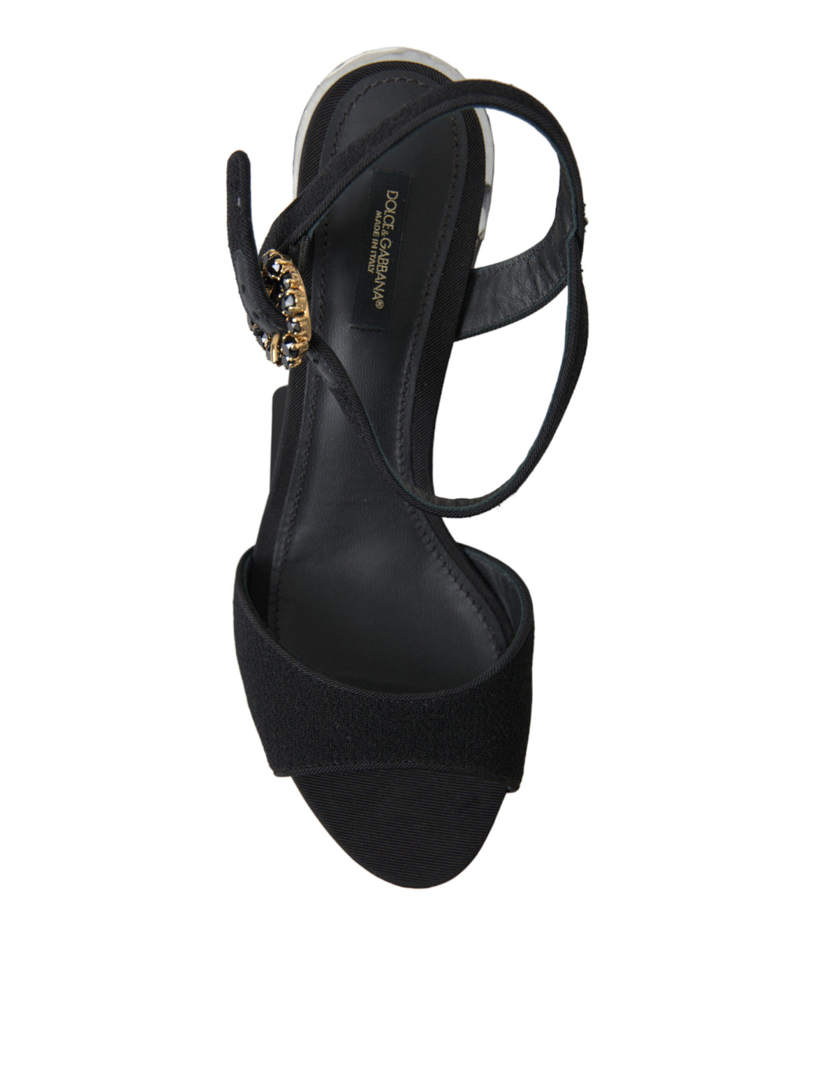 Dolce & Gabbana Black Crystals Ankle Strap Sandals