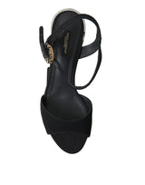 Dolce & Gabbana Black Crystals Ankle Strap Sandals