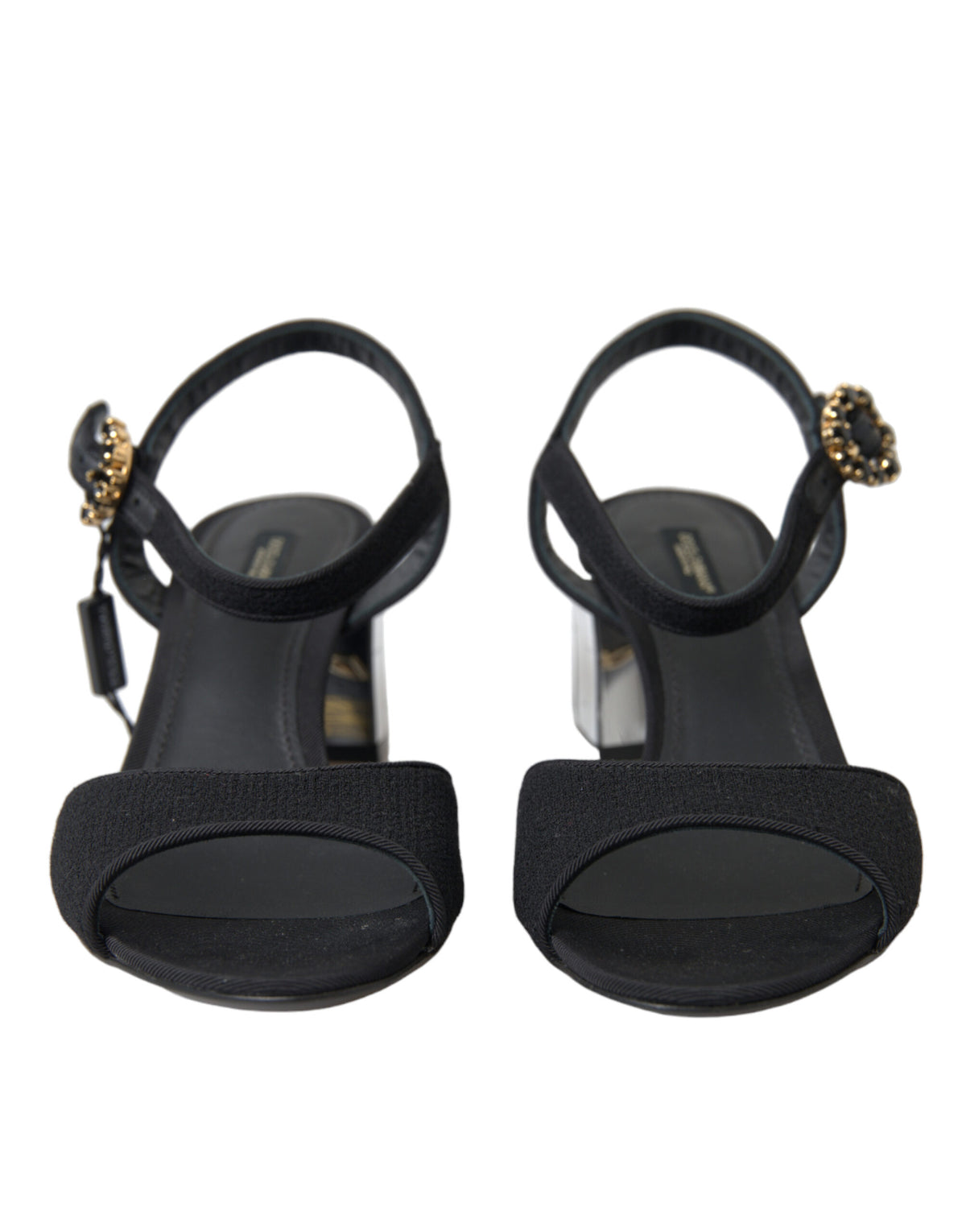 Dolce & Gabbana Black Crystals Ankle Strap Sandals