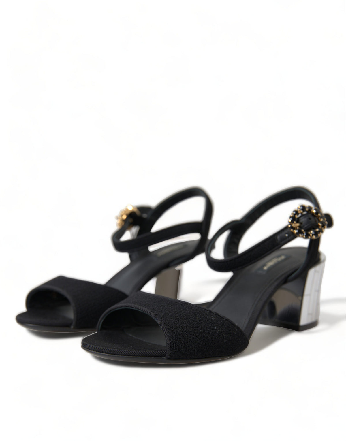 Dolce & Gabbana Black Crystals Ankle Strap Sandals