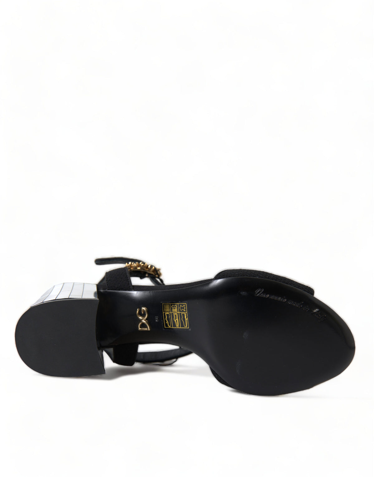 Dolce & Gabbana Black Crystals Ankle Strap Sandals