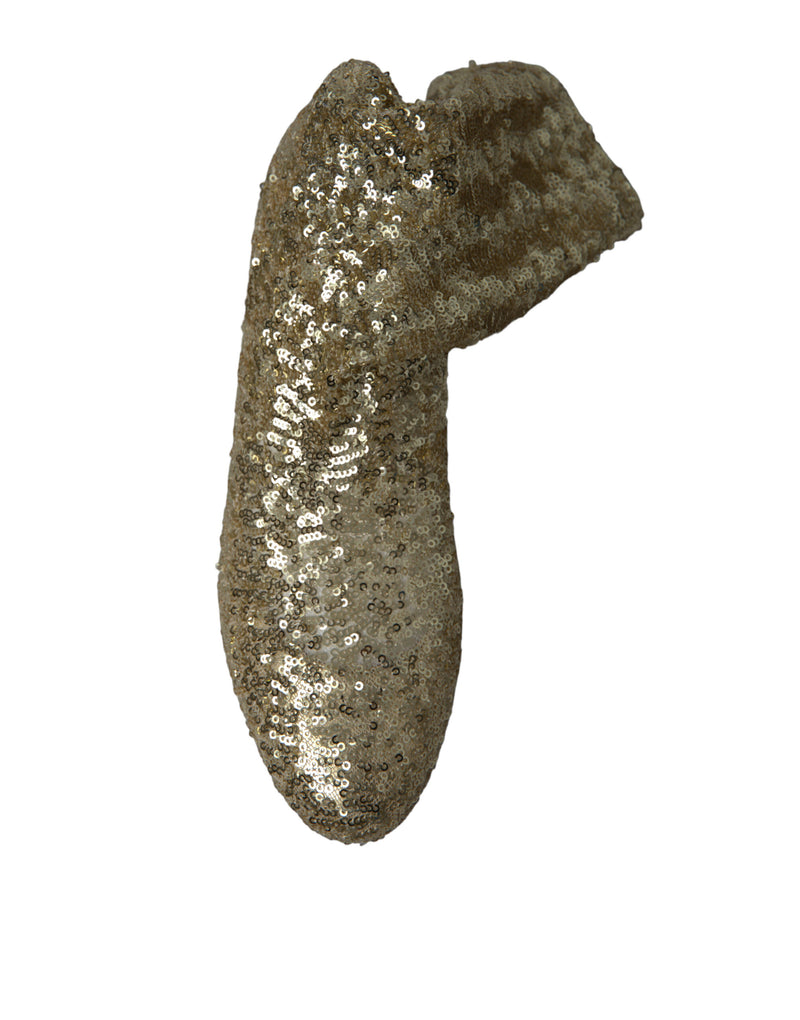 Dolce & Gabbana Bottines Courtes Dorées Sequins