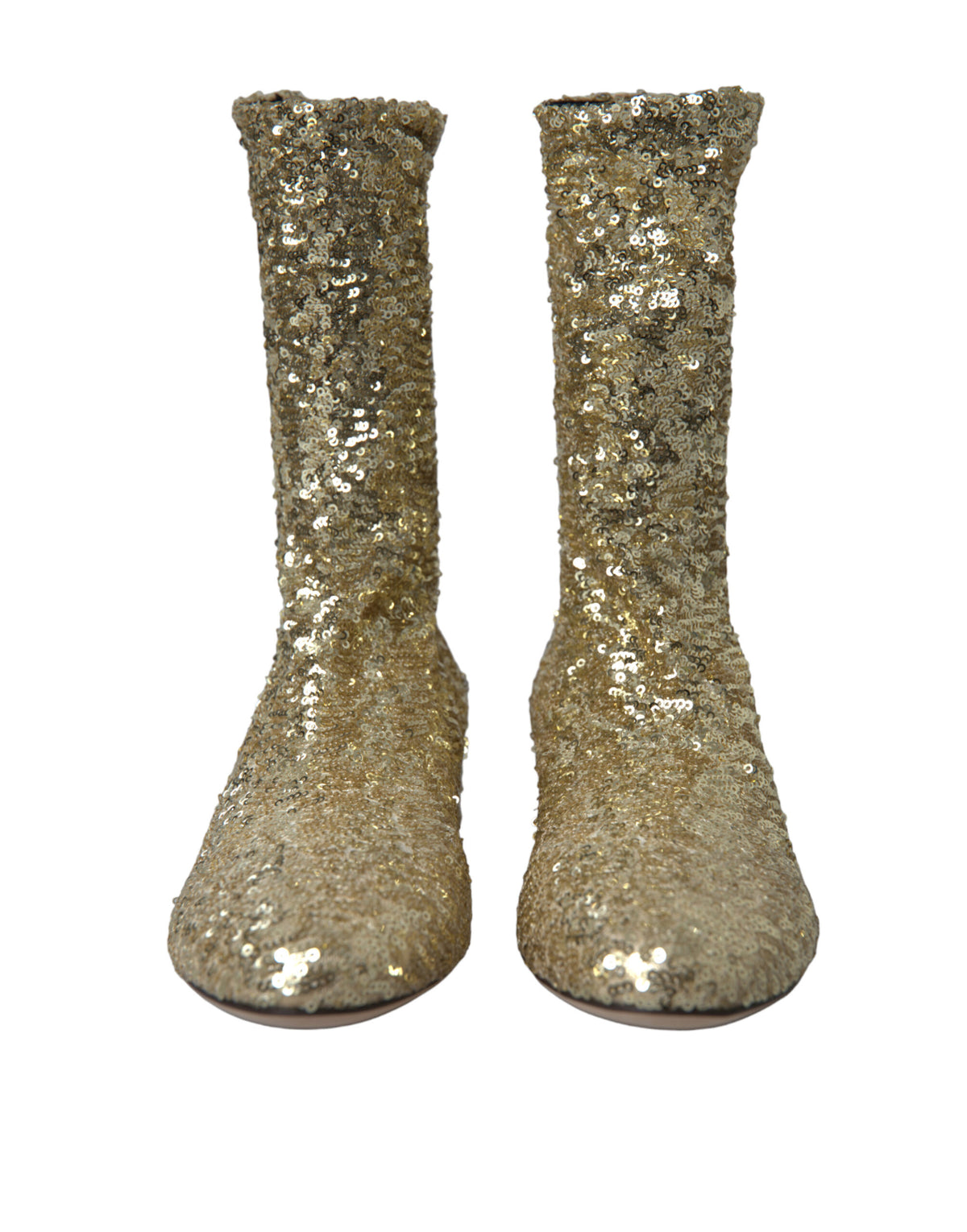 Dolce & Gabbana Bottines Courtes Dorées Sequins