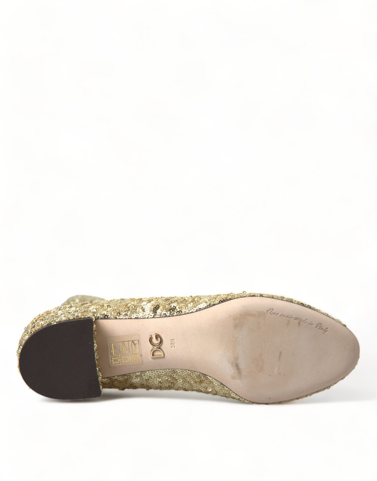 Dolce & Gabbana Bottines Courtes Dorées Sequins