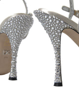 Sandales à bride cheville en cristal argenté Dolce & Gabbana
