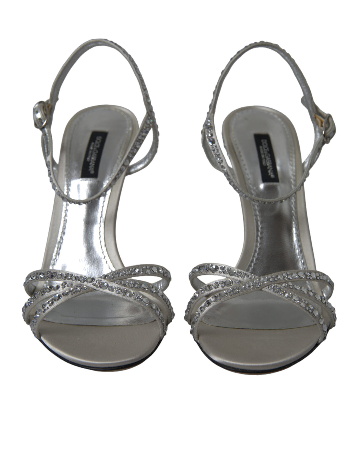 Sandales à bride cheville en cristal argenté Dolce & Gabbana