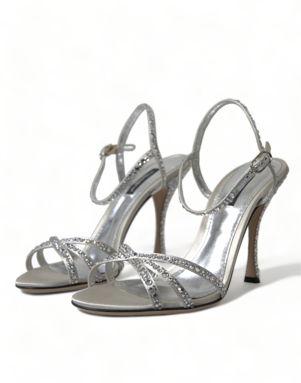 Sandales à bride cheville en cristal argenté Dolce & Gabbana