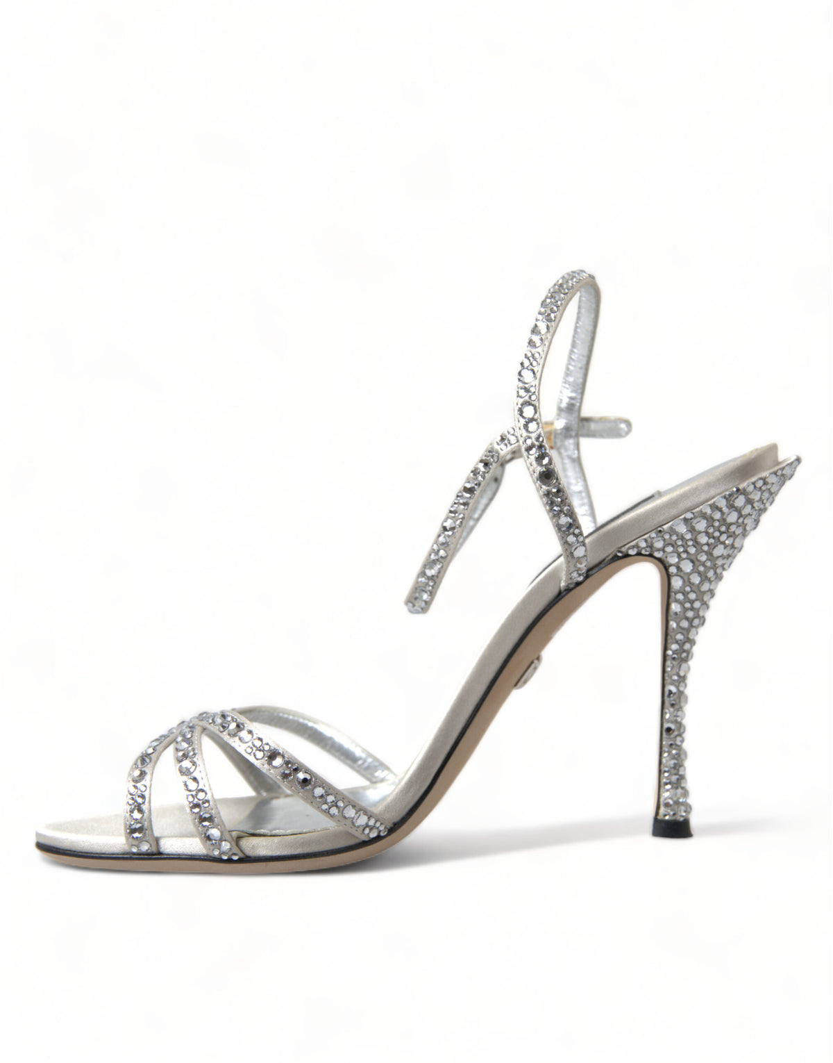 Sandales à bride cheville en cristal argenté Dolce & Gabbana