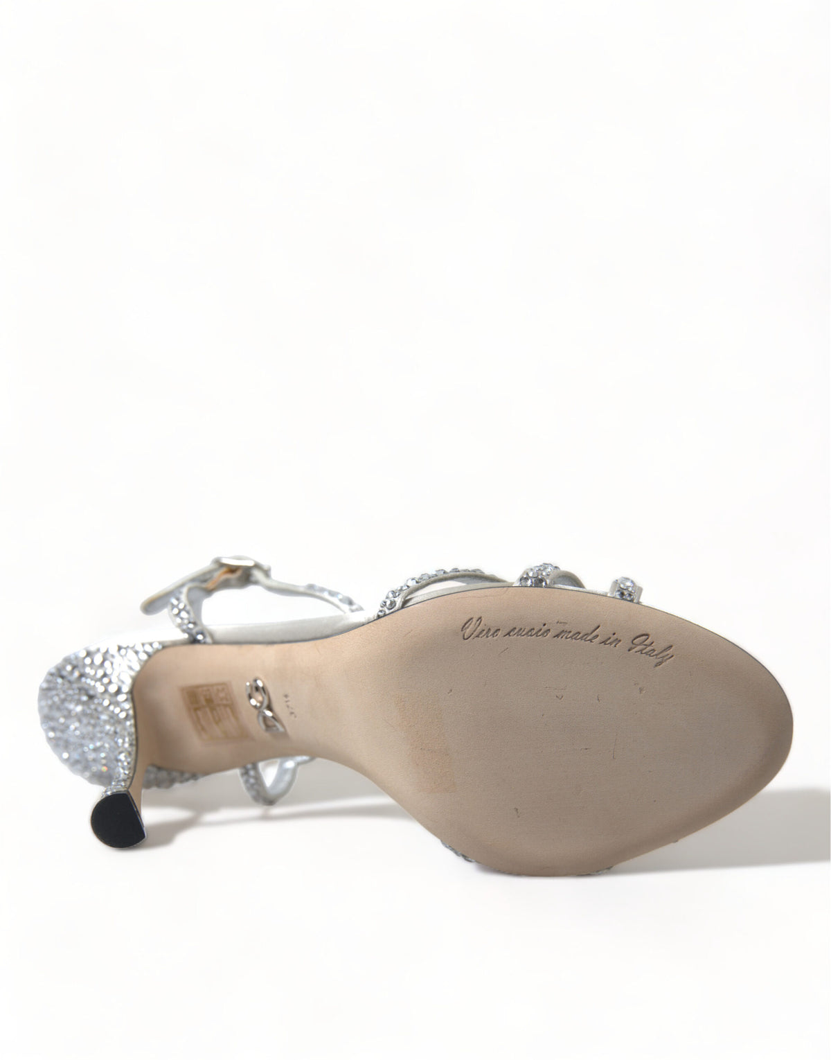 Sandales à bride cheville en cristal argenté Dolce & Gabbana