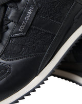 Dolce & Gabbana Black Floral Lace Leather Sneakers