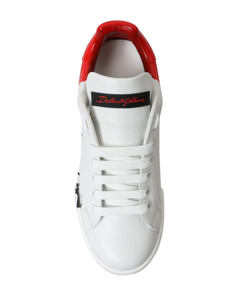 Dolce & Gabbana Portofino Baskets Basses Blanches et Rouges pour Femmes