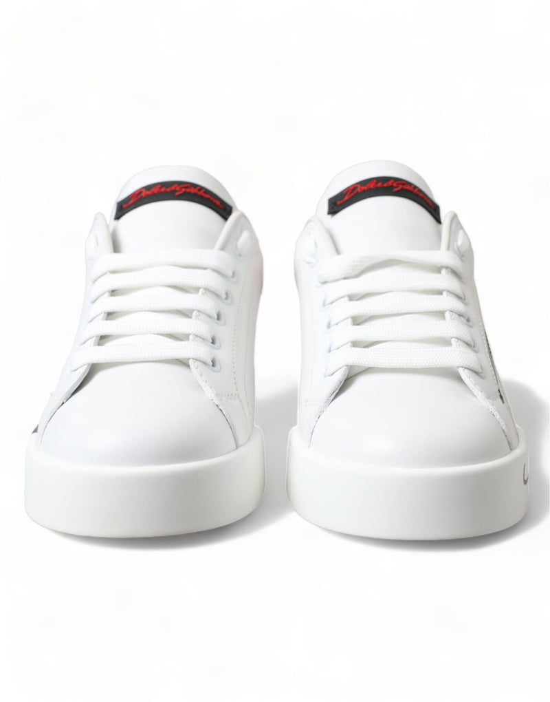 Dolce & Gabbana Portofino Baskets Basses Blanches et Rouges pour Femmes