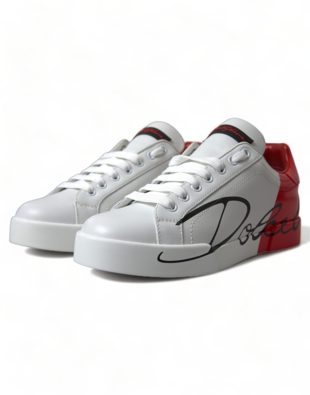 Dolce & Gabbana Portofino Baskets Basses Blanches et Rouges pour Femmes