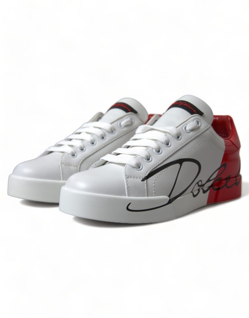 Dolce & Gabbana Portofino Baskets Basses Blanches et Rouges pour Femmes