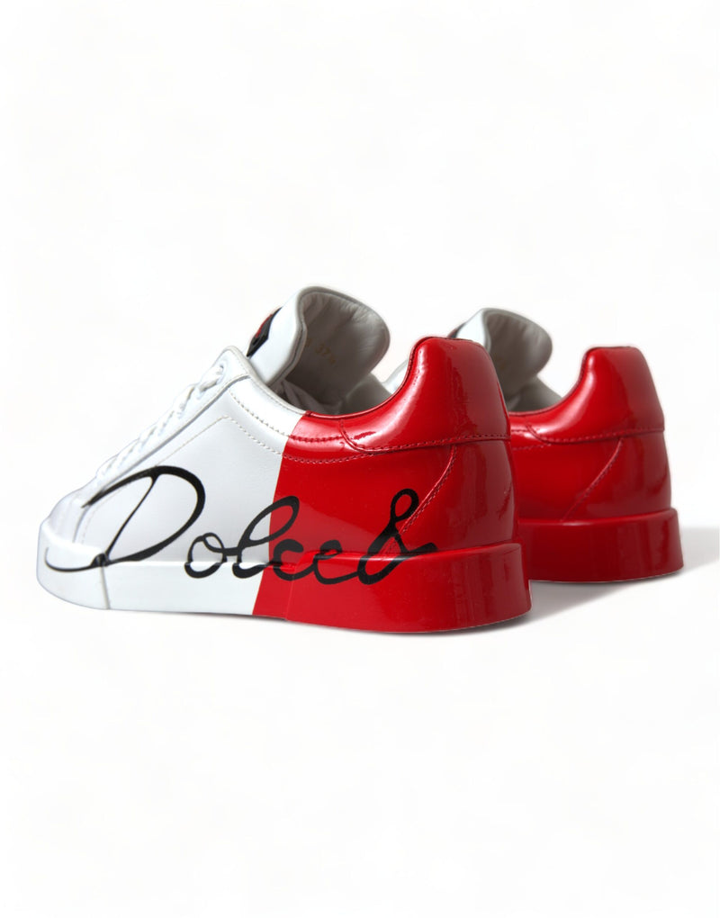 Dolce & Gabbana Portofino Baskets Basses Blanches et Rouges pour Femmes