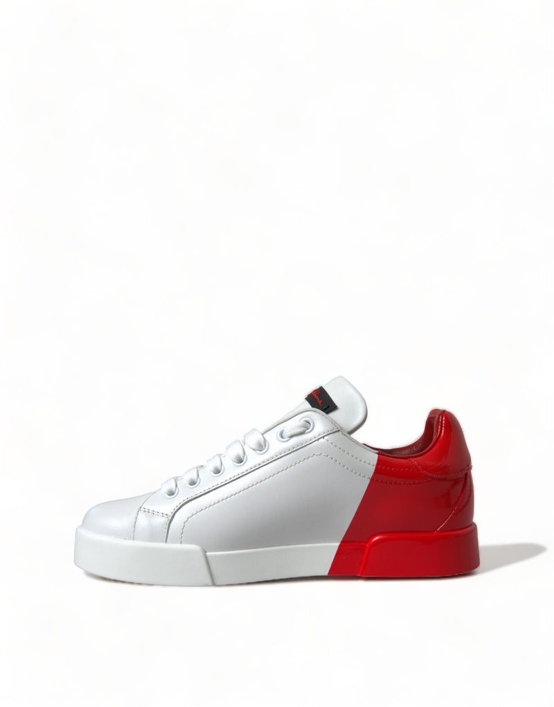 Dolce & Gabbana Portofino Baskets Basses Blanches et Rouges pour Femmes