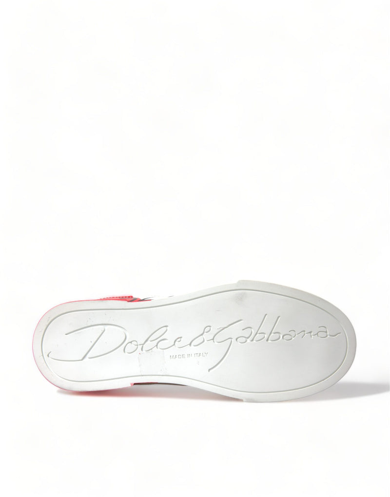 Dolce & Gabbana Portofino Baskets Basses Blanches et Rouges pour Femmes