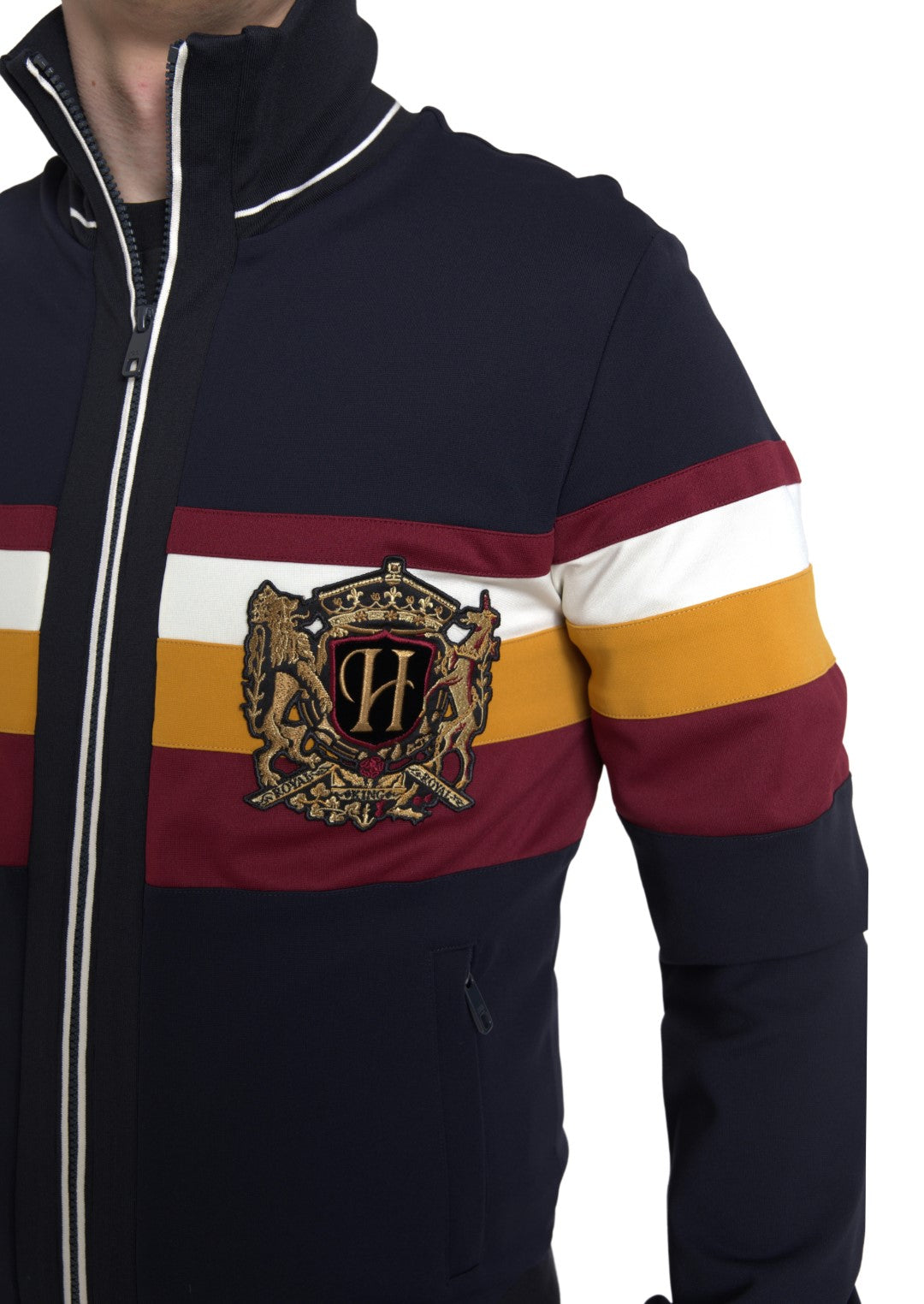 Pull-gilet à fermeture éclair bleu à armoiries Dolce &amp; Gabbana