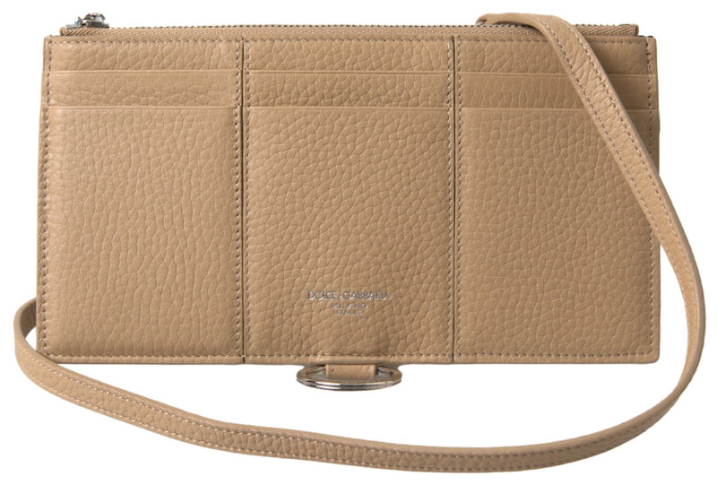 Dolce & Gabbana Beige Leather Shoulder Cardholder Wallet
