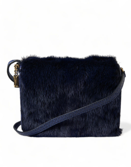 Sac à bandoulière Dolce & Gabbana en fourrure Ayers Lily Twist bleu foncé