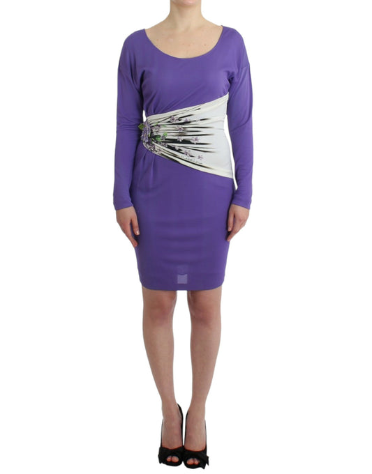 Cavalli paarse jurk met lange mouwen