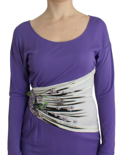 Cavalli paarse jurk met lange mouwen
