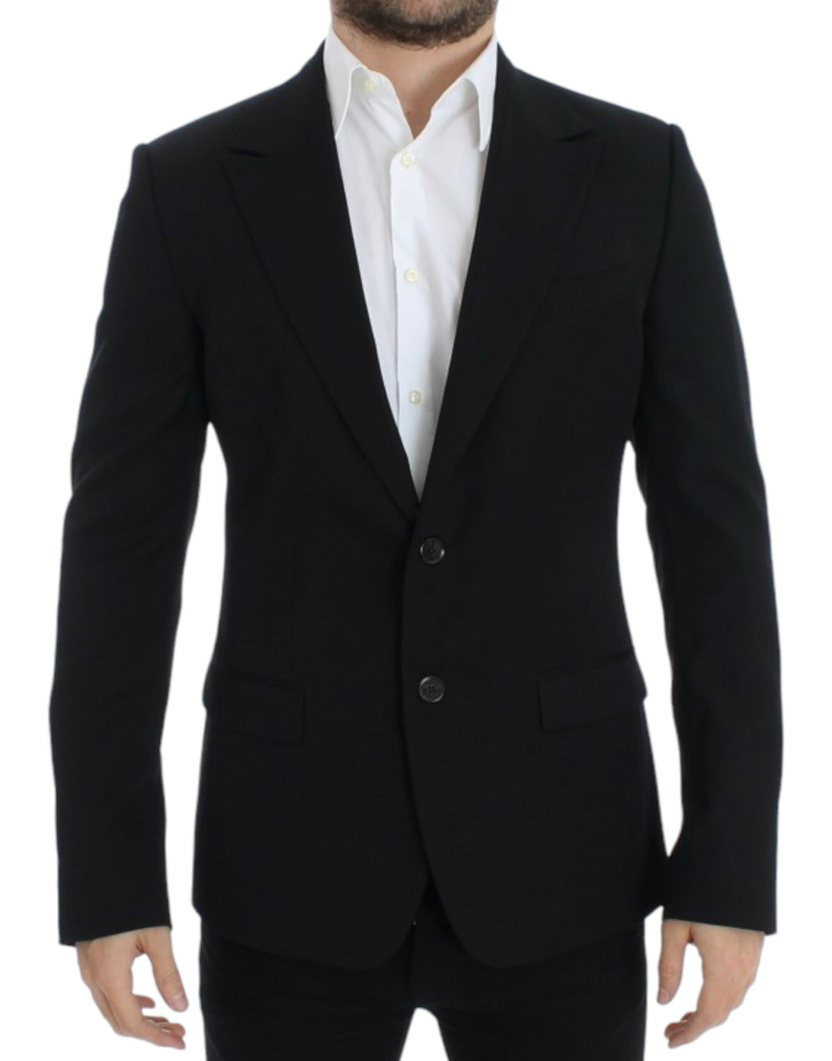 Dolce &amp; Gabbana Blazer noir en laine, coupe ajustée