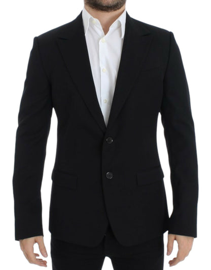 Dolce &amp; Gabbana Blazer noir en laine, coupe ajustée