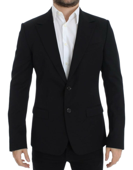 Dolce &amp; Gabbana Blazer noir en laine, coupe ajustée