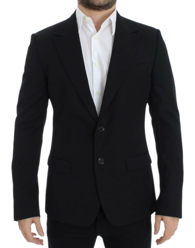 Dolce &amp; Gabbana Blazer noir en laine, coupe ajustée