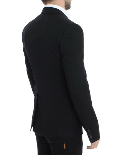 Dolce &amp; Gabbana Blazer noir en laine, coupe ajustée