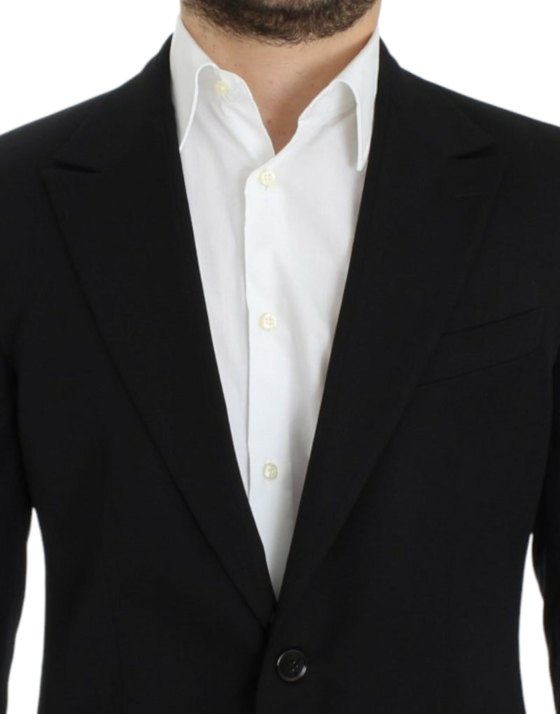 Dolce &amp; Gabbana Blazer noir en laine, coupe ajustée