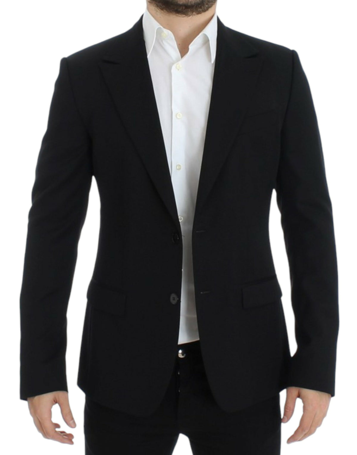 Dolce &amp; Gabbana Blazer noir en laine, coupe ajustée