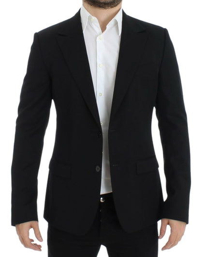 Dolce &amp; Gabbana Blazer noir en laine, coupe ajustée