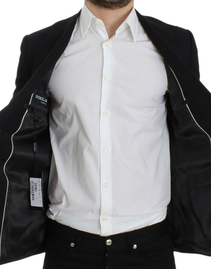 Dolce &amp; Gabbana Blazer noir en laine, coupe ajustée