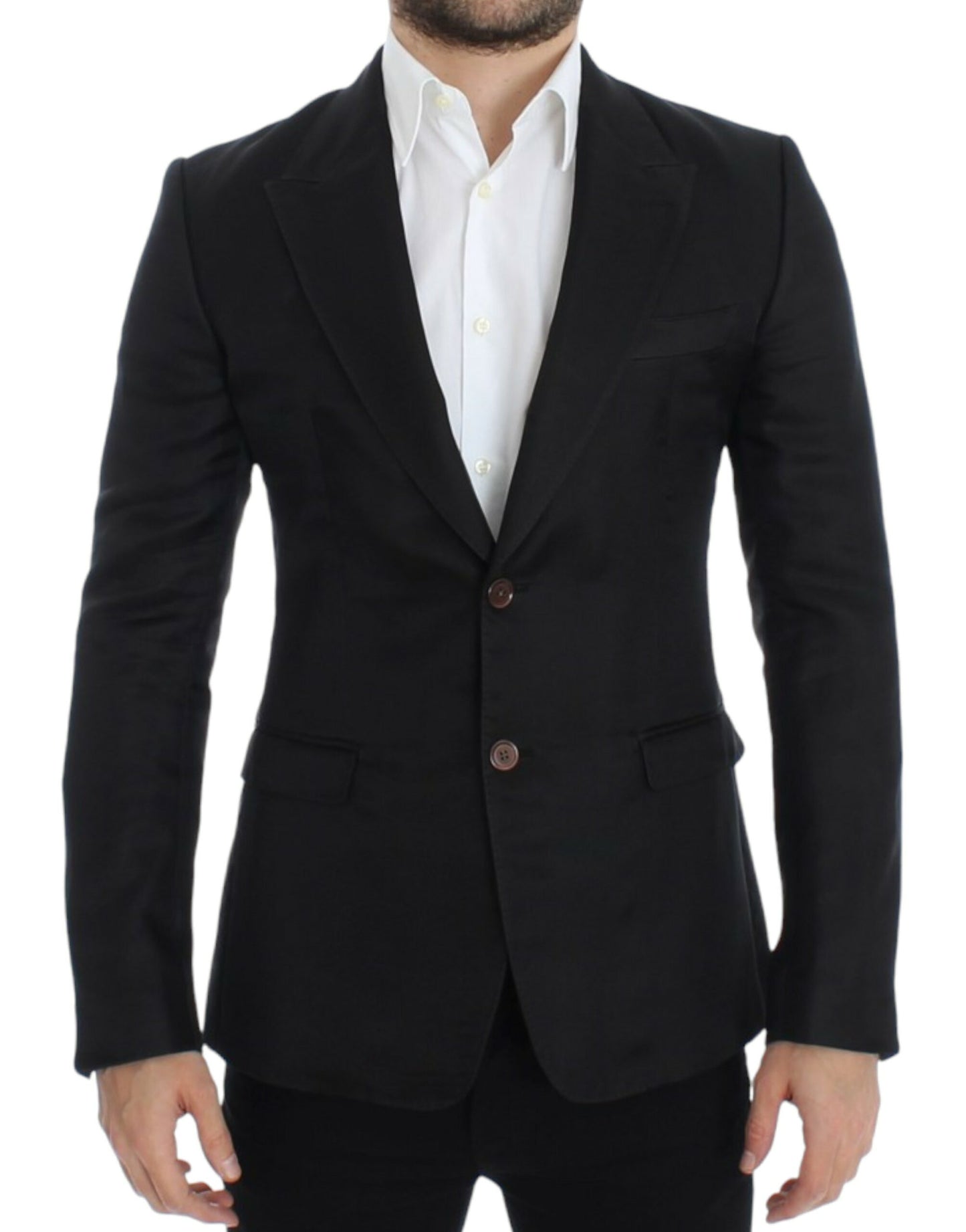 Dolce &amp; Gabbana Blazer noir en soie, coupe ajustée