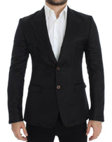 Dolce &amp; Gabbana Blazer noir en soie, coupe ajustée