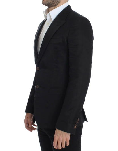 Dolce &amp; Gabbana Blazer noir en soie, coupe ajustée