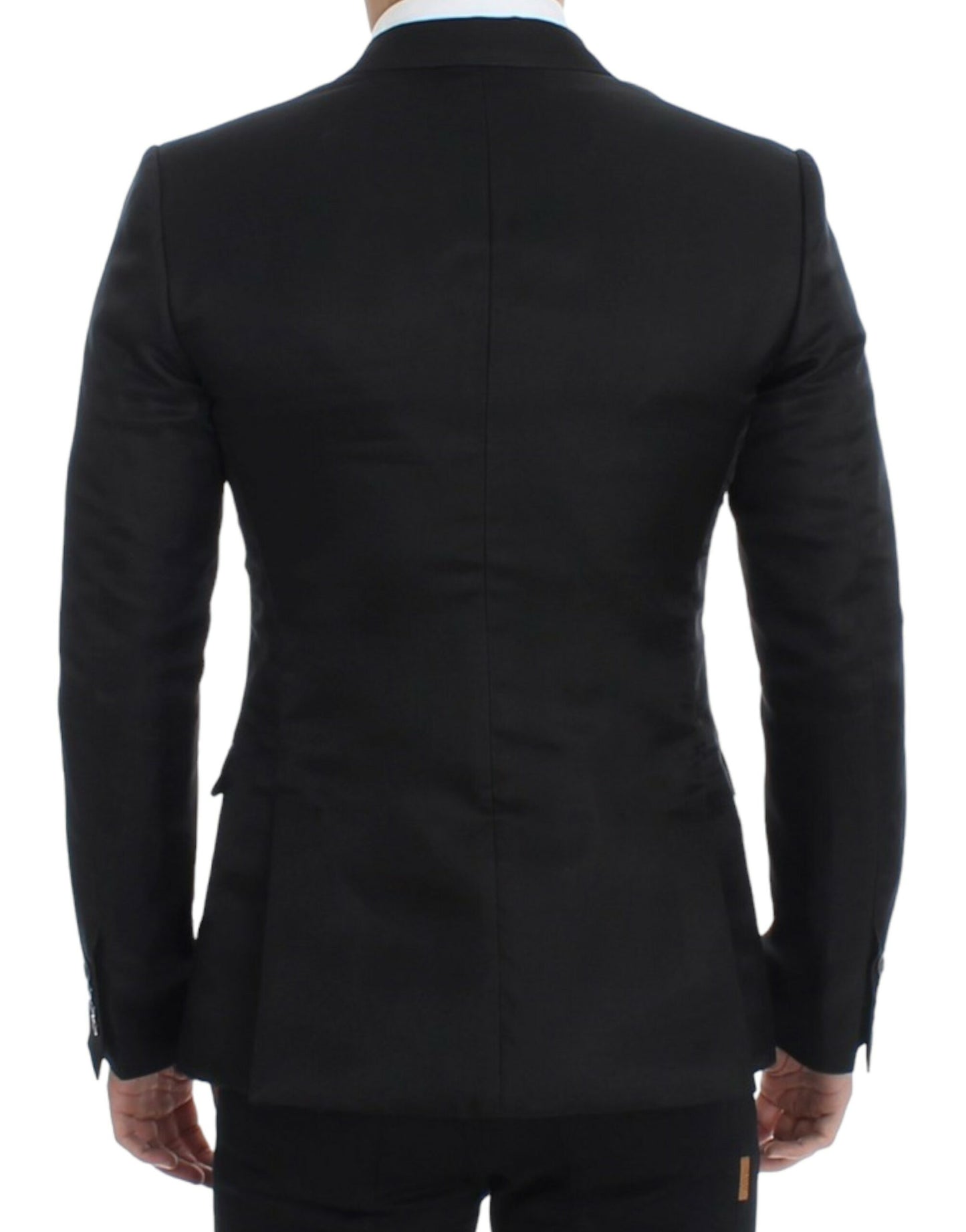 Dolce &amp; Gabbana Blazer noir en soie, coupe ajustée