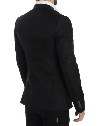 Dolce &amp; Gabbana Blazer noir en soie, coupe ajustée