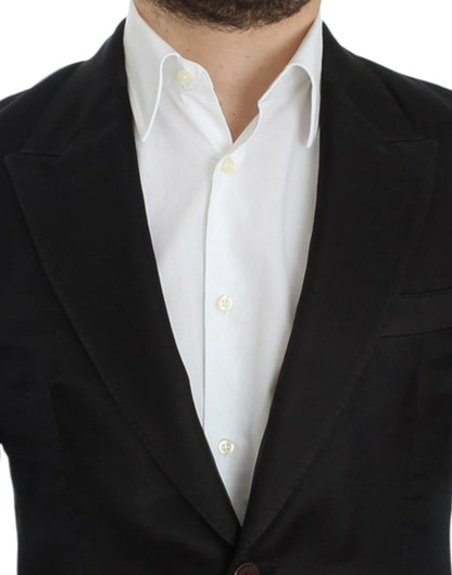 Dolce &amp; Gabbana Blazer noir en soie, coupe ajustée