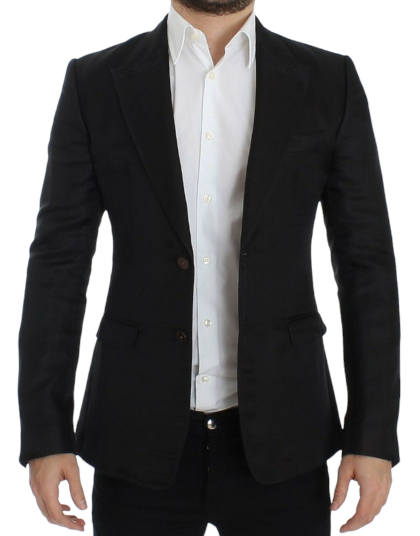 Dolce &amp; Gabbana Blazer noir en soie, coupe ajustée